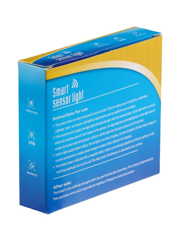 Светильник мебельный светодиодный с датчиком движения, 8LED, 2Вт, от аккум. батареи., 6500К   106984