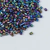Бисер стекло 12/0 "Цилиндр. Синий меланж. Металлик" 10 гр