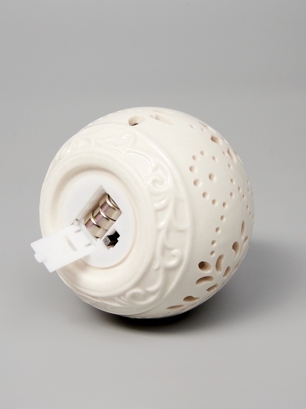 Елочный шар "Вьюга" 10х8.8х8.8, 1 LED, LR44x3(в компл.), Т/БЕЛЫЙ