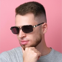 Очки солнцезащитные OneSun, поляризационные, UV 400, дужка 14 см, ширина 15 см, 4.5&times;6 см, золотые