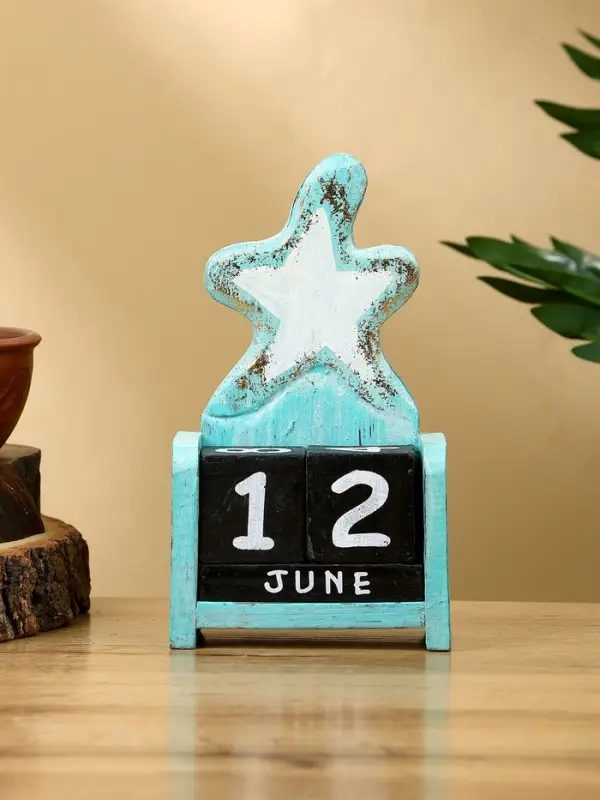 Календарь настольный "Морская звезда" дерево 11х5х16 см, цв. золотисто-бирюзовый