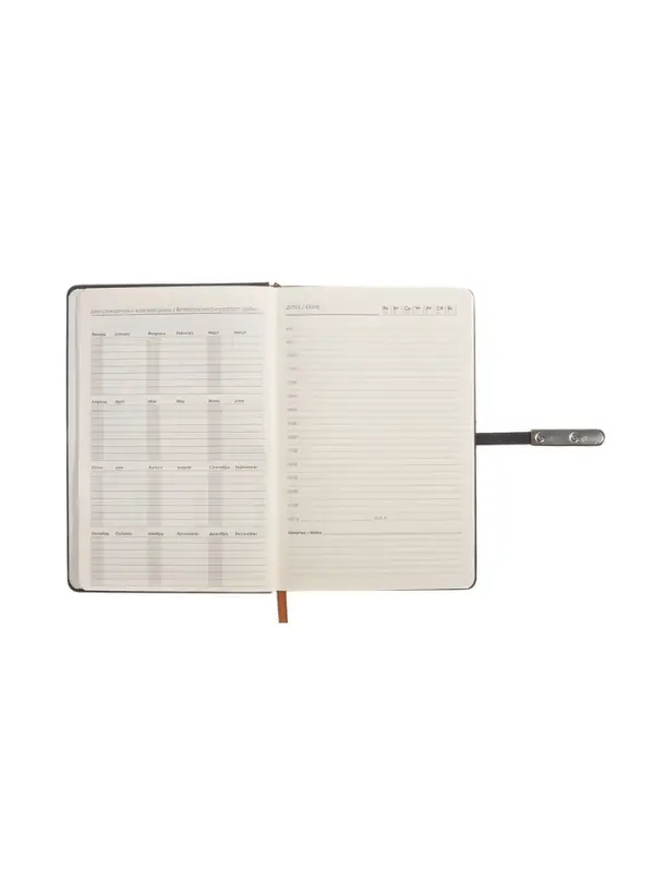 Ежедневник недатированный формат А5, с хлястиком, 112л, линия, пвх, Узор Черный