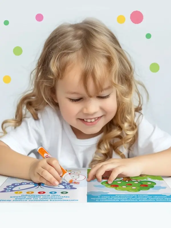 Раскраски набор &laquo;Рисуем точками&raquo;, 6 точка - маркеров, 8 раскрасок