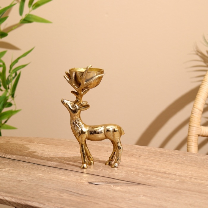 Подсвечник "Оленёнок" алюминий 13х8,5х21 см