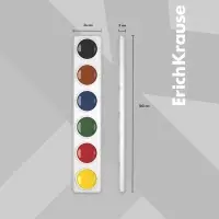 Акварель ErichKrause, 6 цветов, без кисти, мягкий пластик, экономичная упаковка, пакет с европодвесом