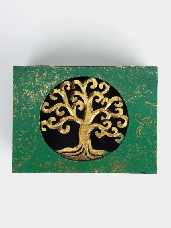 Шкатулка &laquo;Древо&raquo;, 19&times;14&times;7 см, МДФ, зелёная