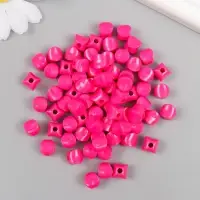 Бусины для творчества пластик "Кубик со сплющенными краями" розовый набор 30 гр d=0,8 см
