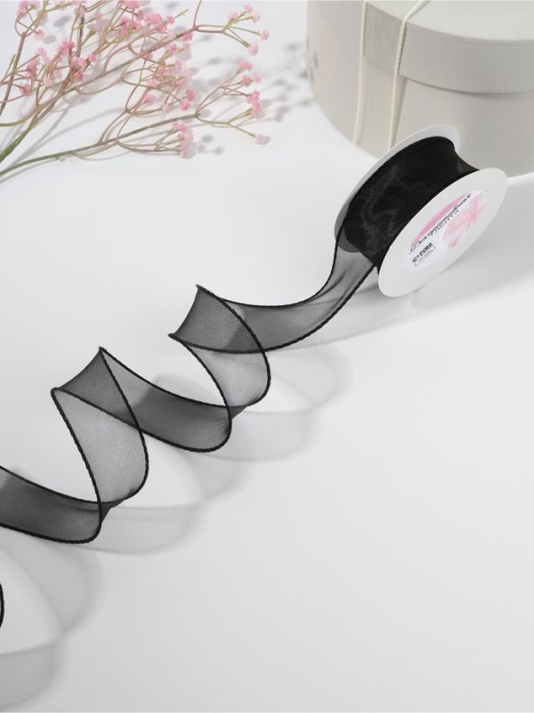 Лента капроновая &laquo;Волна&raquo;, с блеском, 40 мм, 10 &plusmn; 1 м, цвет чёрный №42