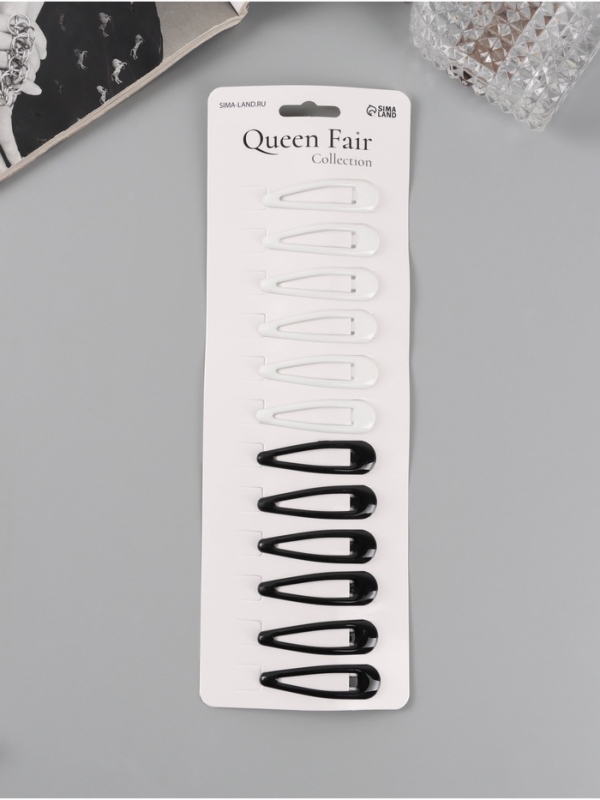 Невидимка для волос Невидимка для волос "Стиль" (набор 12 шт) классика, 5 см, чёрный белый