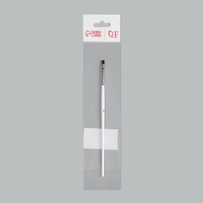 Кисть для дизайна и наращивания ногтей, прямая, плоская, 17.5&times;0.5 см, белая