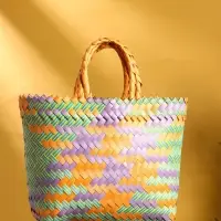 Сумка плетёная пластиковая 20х10х30 см, цв. разноцветный