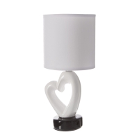 Настольная лампа с абажуром RISALUX &laquo;Сердце&raquo;, Е14, 40 Вт, белый/чёрный, фигурное основание, 13&times;13&times;29 см