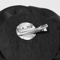 Брошь текстильная &laquo;Цветок&raquo; камелия, цвет чёрный