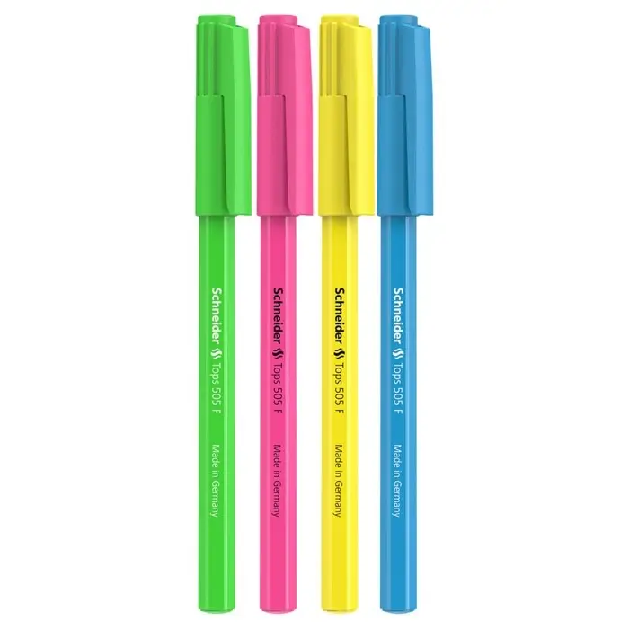 Ручка шариковая Schneider "Tops 505 F Candy", узел 0.8 мм, синие чернила, яркий корпус, неон МИКС