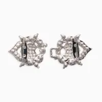 Зажим для кардигана "Ажур", кокошник, цвет белый в серебре