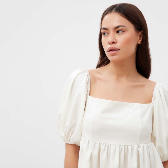 Платье женское с объемными рукавами MIST Summer time, белый, р. 48 Платье женское с объемными рукавами MIST Summer time, белый, р. 48