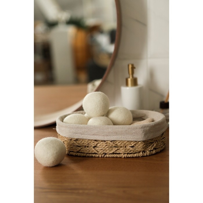 Шарики для стирки и сушки белья, набор 6 шт, натуральная шерсть