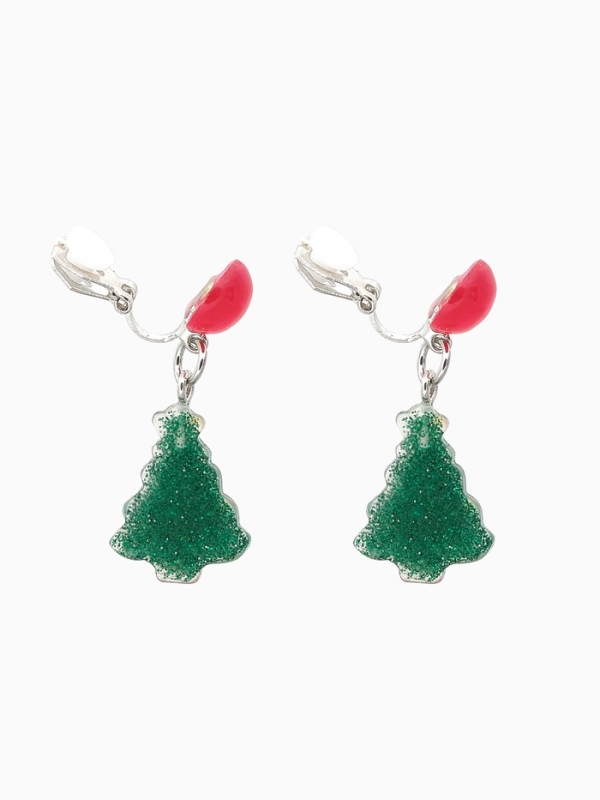 Клипсы детские "Выбражулька" ёлка, круг, цвет зелено-красный