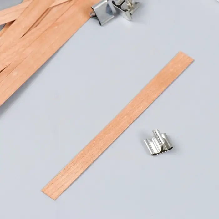 Фитиль для свечи дерево с металлическим держателем 1,3х15 см