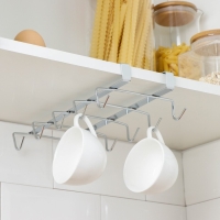 Держатель для кружек подвесной на 10 предметов Доляна, 27,5×14×6,5 см, цвет серебристый Держатель для кружек подвесной на 10 предметов Доляна, 27,5×14×6,5 см, цвет серебристый