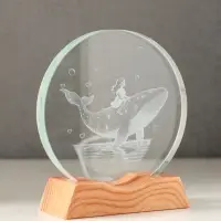 Сувенир стекло свет "Диск. Девочка и кит" 5хLED d=10 см, USB 10х4х11,4 см