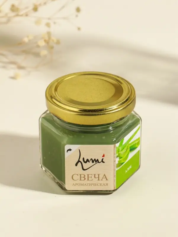 Свеча ароматическая в банке 70 гр воска, алое