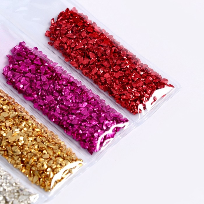 Крошка стеклянная для эпоксидной смолы, набор 6 цветов, вес 1 цвета &mdash; 5 г