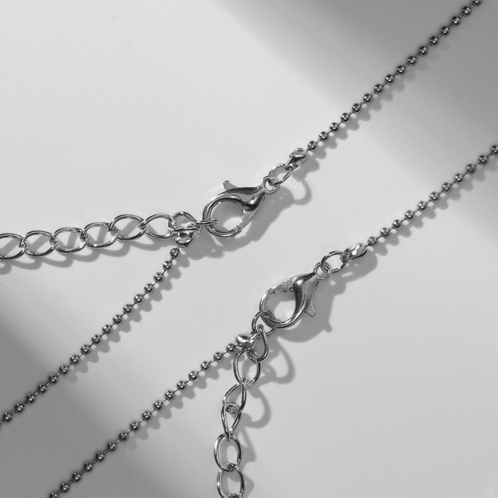 Кулоны &laquo;Неразлучники&raquo; медведь и цветок, цветные в серебре, 40 см