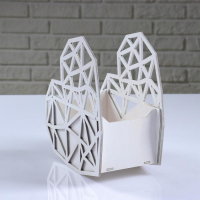 Кашпо деревянное "Сердце Хайтек", белый, 20&times;10&times;20 см