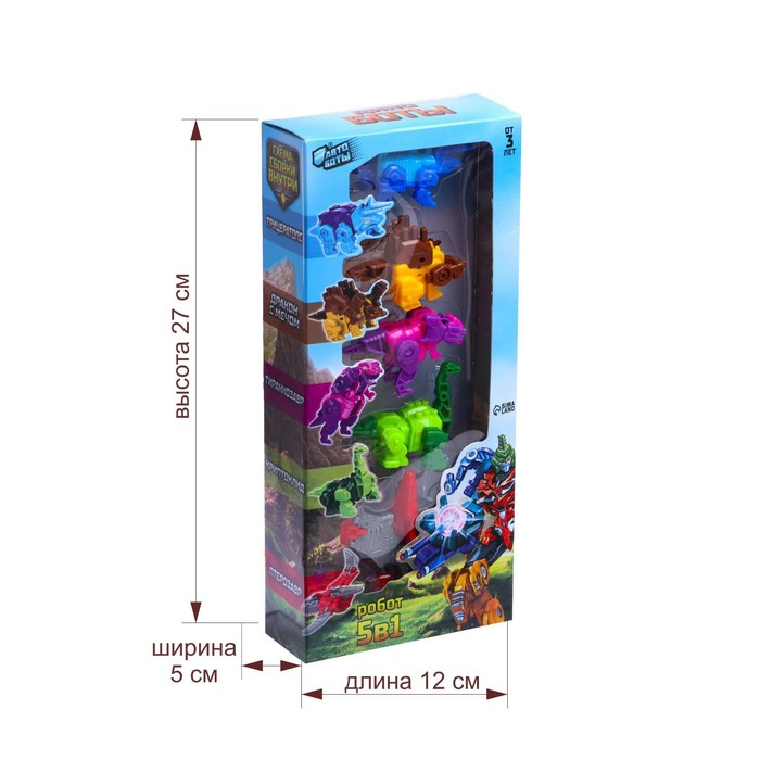 Набор роботов &laquo;Динозавры&raquo;, 5 предметов, собираются в 1 робота