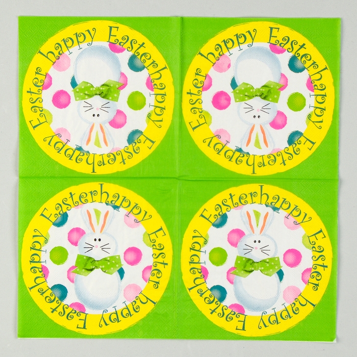 Салфетки бумажные &laquo;Светлой Пасхи&raquo; белый кролик, 33х33 см, набор 20 шт.