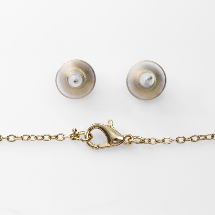 Гарнитур 2 предмета: серьги, кулон &laquo;Капли&raquo; квартет, цвет бело-морской в золоте, 48 см