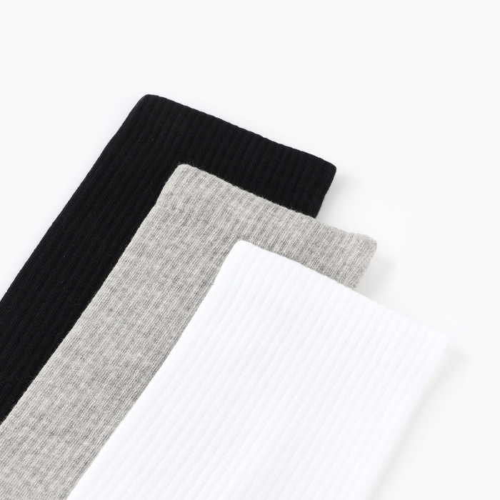 Набор мужских носков (3 пары), цвет белый/серый меланж/чёрный, размер 27-29 Набор мужских носков (3 пары), цвет белый/серый меланж/чёрный, размер 27-29