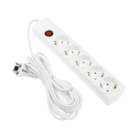 Сетевой фильтр Luazon Lighting, 5 розеток, 5 м, 3500 Вт, 3х1 мм2, 16 A, 220 В, c предохранителем, белый