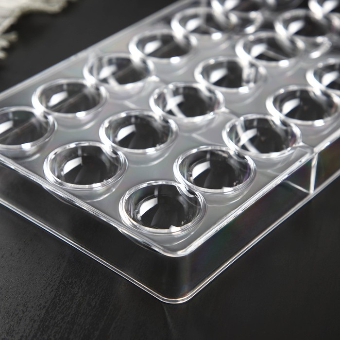 Форма для конфет и шоколада KONFINETTA &laquo;Полусфера&raquo;, 27,5&times;13,5 см, 24 ячейки 3&times;3 см, цвет прозрачный