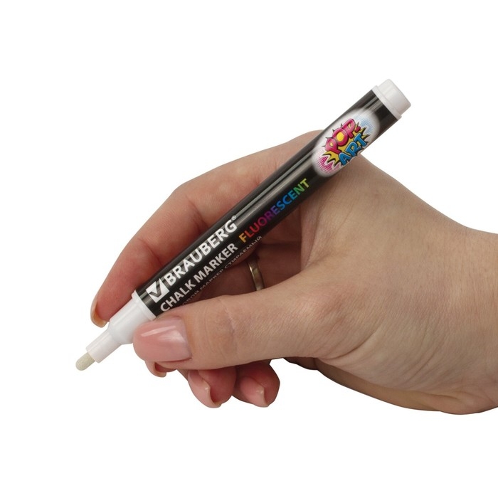 Маркер стираемый меловой для гладких поверхностей, 3,5 мм, BRAUBERG "POP-ART", белый