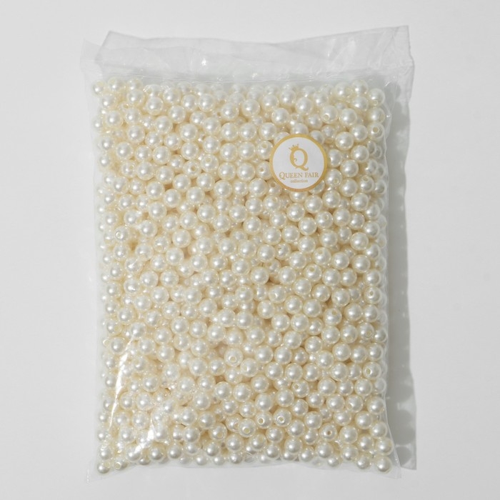 Бусины №10 &laquo;Жемчуг&raquo;, 500 г (+/-20 г), цвет бежевый