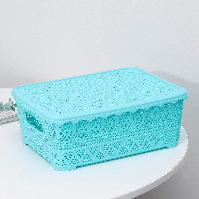 Контейнер для хранения с крышкой &laquo;Ажур&raquo;, пластик, 35&times;27&times;12 см, цвет МИКС