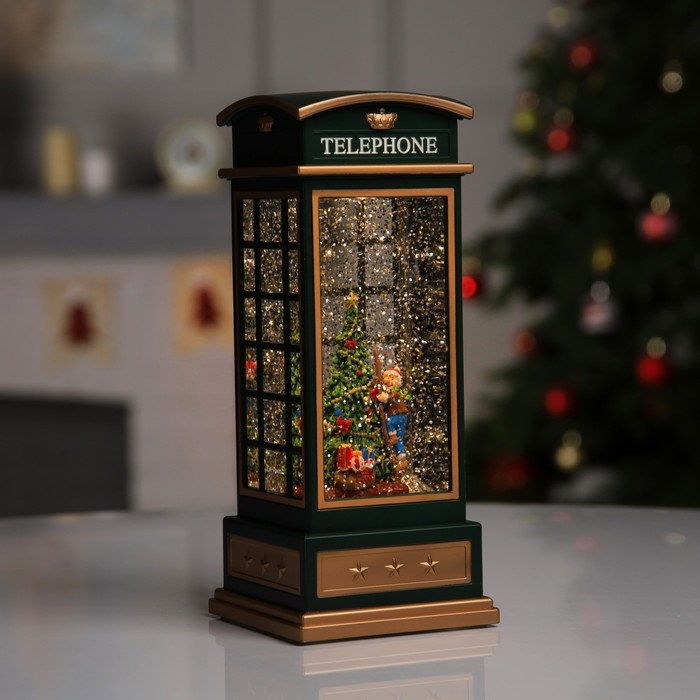 Светодиодная фигура «Ёлка в телефонной будке» 10.5 × 25 × 10.5 см, пластик, батарейки ААх3 (не в комплекте), USB, свечение тёплое белое Светодиодная фигура «Ёлка в телефонной будке» 10.5 × 25 × 10.5 см, пластик, батарейки ААх3 (не в комплекте), USB, свечение тёплое белое