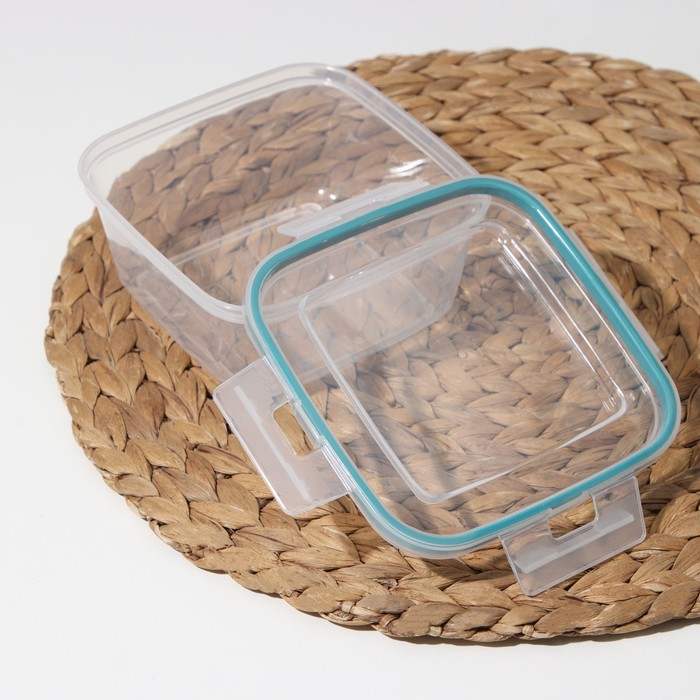 Набор контейнеров для продуктов с защёлкой, герметичная крышка, 3 шт: 400 мл, 800 мл, 1,5 л, прозрачные, крышка голубая Набор контейнеров для продуктов с защёлкой, герметичная крышка, 3 шт: 400 мл, 800 мл, 1,5 л, прозрачные, крышка голубая