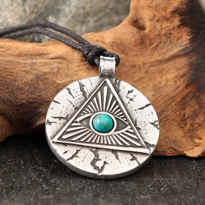 Амулет Амулет "Всевидящее Око" с камнем бирюза, 35х43 мм, металлический