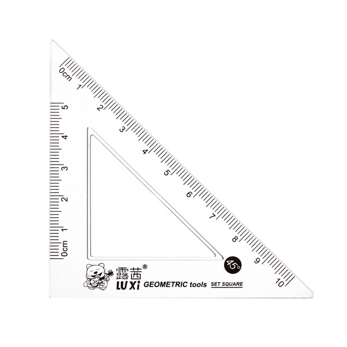Набор геометрический "Аниме", (линейка, транспортир, 2 угольника) в пенале, МИКС