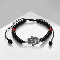 Браслет-оберег &laquo;Рука счастья Хамса&raquo; гранд, цвет красно-чёрный с серебром, d=6 см