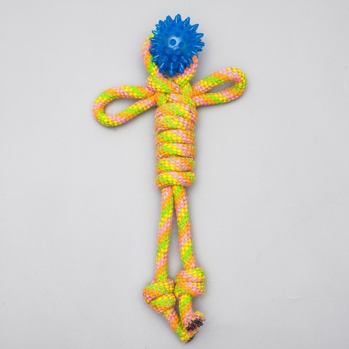 Игрушка канатная Игрушка канатная "Человечек" с мячиком, 75 г, до 24 см, микс цветов