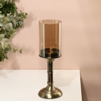 Подсвечник металл, стекло &laquo;Князь&raquo; на 1 свечу 12,5 х 12, 5 х 36,5 см