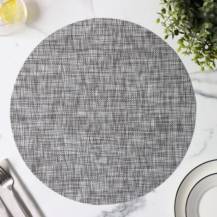Салфетка сервировочная на стол Доляна &laquo;Ди&raquo;, d=38 см, цвет тёмно-серый