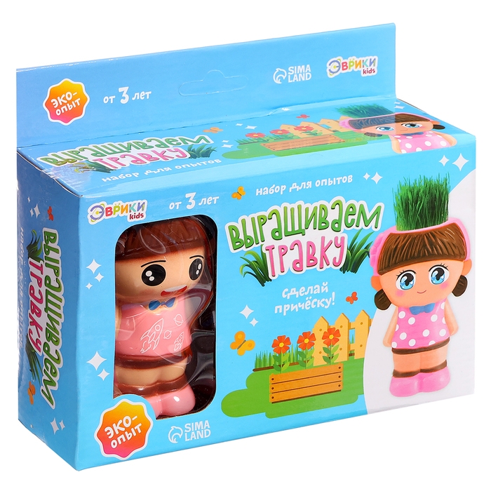 Набор для опытов &laquo;Весёлые прически, выращиваем травку&raquo;, девочка