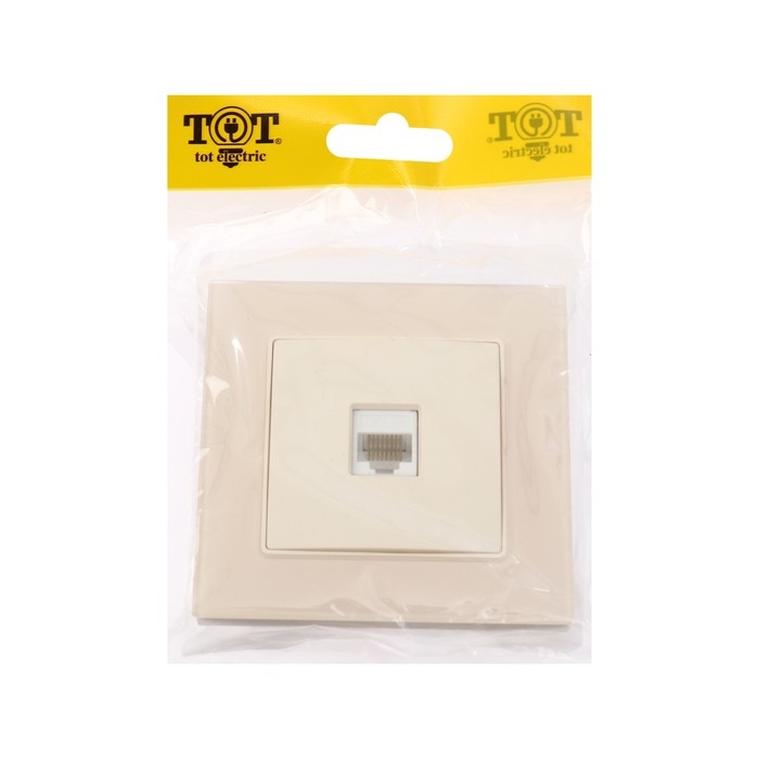 Розетка компьютерная одноместная TOT Matte Glass, скрытая, стекло, бежевая Розетка компьютерная одноместная TOT Matte Glass, скрытая, стекло, бежевая