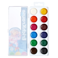 Акварель 12 цветов, ErichKrause Kids Space Animals, медовая, с УФ защитой яркости, пластиковая коробка, европодвес