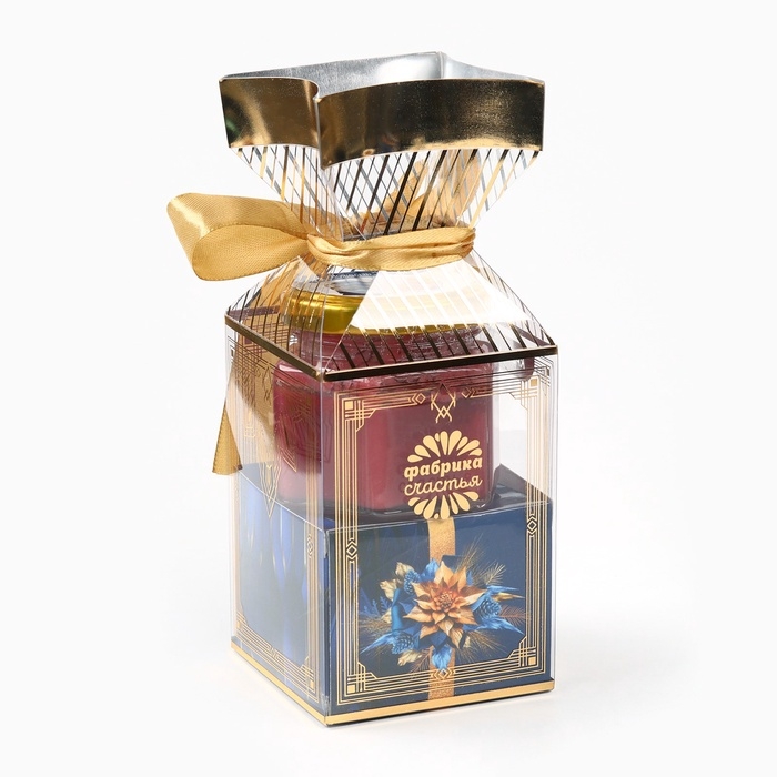 Подарочный набор новогодний &laquo;С новым годом&raquo;: чай со вкусом: зимняя вишня,50 , крем - мёд с черникой, 120 г